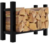 CLP Medya Étagère à bois de cheminée robuste en métal noir pour Stockage I Disponible en 5 tailles I Aide à empiler pour bois de chauffage, dimensions : 30 x 80 x 60 cm, forme : carrée