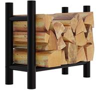 CLP Medya Étagère à bois de cheminée, robuste, en métal, noire, disponible en 5 tailles, aide à l'empilage pour bois de chauffage, dimensions : 30 x 60 x 60 cm, forme : ronde