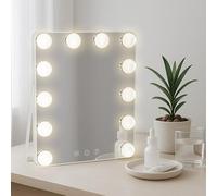 CLP Miroir de Maquillage Balian, Miroir cosmétique LED 3 Couleurs de lumière, Connexion USB-C INCL. câble, Compact transportable, Couleur:Blanc