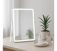 CLP Miroir de Maquillage Caistor avec éclairage, Miroir cosmétique LED 3 Couleurs de lumière, Connexion USB-C et Compartiment à Piles, Couleur:Blanc