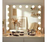 CLP Miroir de Maquillage Lumineux dimmable Valencia, Miroir cosmétique avec Port USB-A, Style Hollywood à Fixer au Mur ou à Poser, Couleur:Blanc