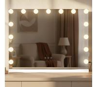 CLP Miroir LED De Maquillage Marlene I Miroir De Maquillage Lumineux avec Port USB Et 15 LED I Lumière Réglable I Ecran Tactile, Couleur:Blanc