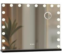 CLP Miroir de Maquillage Norlina 80x60cm I Miroir de Maquillage avec grossissement I Eclairage LED réglable I avec 3 Modes d'éclairage, Couleur:Noir, Contenu du Set:avec Bluetooth