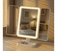 CLP Miroir de Maquillage Otley avec éclairage, LED 3 Couleurs de lumière à intensité Variable, avec grossissement 1X/2X/3X, Couleur:Blanc