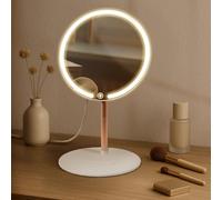 CLP Miroir de Maquillage Streep avec éclairage, LED 3 Couleurs de lumière à intensité Variable, Miroir cosmétique, Connexion USB-C, Couleur:Blanc