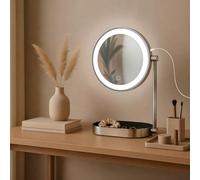 CLP Miroir de Maquillage Winslet avec éclairage, 360° Miroir cosmétique à Deux côtés grossissement 1X/10X, Rechargeable câble USB-C, Couleur:Blanc