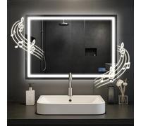CLP Miroir de Salle de Bain Jaffrey, Haut-Parleur Bluetooth, antibuée, Format Paysage et Portrait, Miroir Mural éclairage LED Variable, Taille:50x70 cm