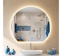 CLP Miroir de Salle de Bain LED Demi-Rond, variateur Tactile, 3 temperatures de Couleur, antibuée, Miroir Mural sans Cadre Baloni, Taille:Ø 60