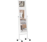 CLP Miroir Inclinable en Bois Yolanda à roulettes - Miroir Élégant pour la Salle de Bain ou Chambre 150 x 45 cm - Couleur au Choix:, Couleur:Blanc