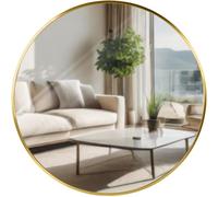 CLP Miroir Mural Elsie I Miroir Rond de différentes Tailles I Profondeur 3 cm, idéal pour Le Salon, la Chambre à Coucher ou la Salle de Bain, Couleur:Or Brillant, Taille:L