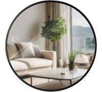 CLP Miroir Mural Elsie I Miroir Rond de différentes Tailles I Profondeur 3 cm, idéal pour Le Salon, la Chambre à Coucher ou la Salle de Bain, Couleur:Noir, Taille:M