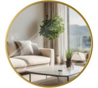 CLP Miroir Mural Elsie I Miroir Rond de différentes Tailles I Profondeur 3 cm, idéal pour Le Salon, la Chambre à Coucher ou la Salle de Bain, Couleur:Or Brillant, Taille:M