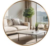 CLP Miroir Mural Elsie I Miroir Rond de différentes Tailles I Profondeur 3 cm, idéal pour Le Salon, la Chambre à Coucher ou la Salle de Bain | Couleur Gold Mat Taille L