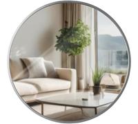 CLP Miroir Mural Elsie I Miroir Rond de différentes Tailles I Profondeur 3 cm, idéal pour Le Salon, la Chambre à Coucher ou la Salle de Bain, Couleur:Argent, Taille:M