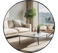 CLP Miroir Mural Elsie I Miroir Rond de différentes Tailles I Profondeur 3 cm, idéal pour Le Salon, la Chambre à Coucher ou la Salle de Bain, Couleur:Noir, Taille:XL