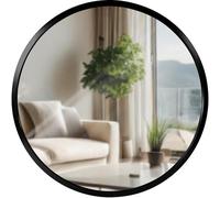 CLP Miroir Mural Elsie I Miroir Rond de différentes Tailles I Profondeur 3 cm, idéal pour Le Salon, la Chambre à Coucher ou la Salle de Bain, Couleur:Noir, Taille:S