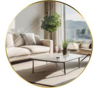 CLP Miroir Mural Elsie I Miroir Rond de différentes Tailles I Profondeur 3 cm, idéal pour Le Salon, la Chambre à Coucher ou la Salle de Bain, Couleur:Or Brillant, Taille:XL