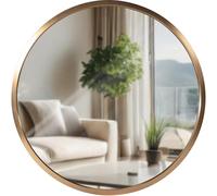 CLP Miroir Mural Elsie I Miroir Rond de différentes Tailles I Profondeur 3 cm, idéal pour Le Salon, la Chambre à Coucher ou la Salle de Bain, Couleur:Gold Mat, Taille:S