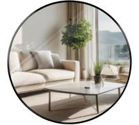 CLP Miroir Mural Elsie I Miroir Rond de différentes Tailles I Profondeur 3 cm, idéal pour Le Salon, la Chambre à Coucher ou la Salle de Bain, Couleur:Noir, Taille:L