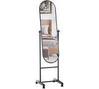 CLP Miroir sur Pieds Elégant Nane avec roulettes I Miroir sur Pied Chic avec Cadre en Métal Design I Miroir Debout avec roulettes, Couleur:Noir