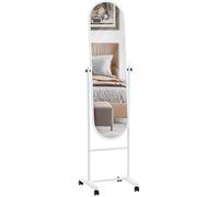 CLP miroir sur Pieds Elegant Nane avec Roulettes - Miroir Debout Chic Cadre Metallique Design - Blanc