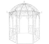 CLP Pavillon de Jardin Leila en Fer Forge Style Art Nouveau, Arche a rosiers Robuste, Support pour Plantes grimpantes, Couleur:Blanc Antique