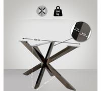 CLP Pieds de table Biloxi en forme d'étoile,M industriel noir