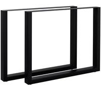 CLP Pieds de Table en métal Noir Ilkan, Ensemble de 2 pour Table à Manger DIY, Structure en métal avec revêtement en Poudre, Couleur:Noir, Taille:90 cm