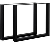 CLP Pieds de Table en métal Noir Ilkan, Ensemble de 2 pour Table à Manger DIY, Structure en métal avec revêtement en Poudre, Couleur:Noir, Taille:80 cm