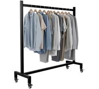 CLP Portant à roulettes réglable Gisborne, valet robuste en métal, avec roues en caoutchouc, design moderne pour couloir, Couleur:noir, Taille:120x38x120