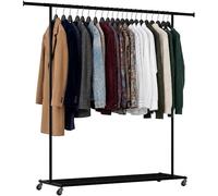 CLP Portant a Vetements Bernis sur roulettes, Metal Extensible, Barre Robuste Charge Max 80 kg, avec Etagere a Chaussures | Taille XL