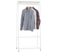 CLP Portant Luton avec 1 Barre et 2 étagères de rangement , Blanc