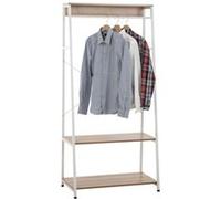 CLP Portant Luton avec 1 Barre et 2 étagères de rangement , Nature / Blanc Nature / Blanc G