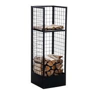 CLP Porte-Bûche Moderne Forrest I Étagère Porte Bois De Cheminée Métal Noir I Étagère Moderne avec 2 Surfaces De Rangement pour Bois De Cheminée, Couleur:Noir