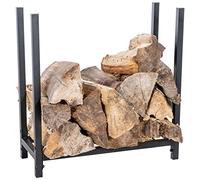 CLP Porte-bûches Irondale en Métal I Porte-Bois De Cheminée Robuste Et Stable I Etagère De Rangement Bois De Chauffage, Couleur:Noir