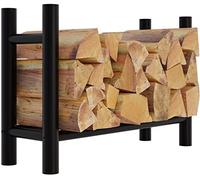 CLP Medya Étagère à bois de cheminée robuste en métal noir I Disponible en 5 tailles I Aide à empiler pour bois de chauffage, dimensions : 30 x 80 x 60 cm, forme : ronde