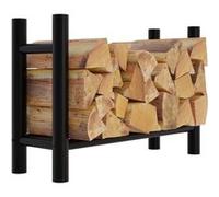 CLP Medya Étagère à bois de cheminée robuste en métal noir I Disponible en 5 tailles I Aide à empiler pour bois de chauffage, dimensions : 30 x 80 x 60 cm, forme : ronde