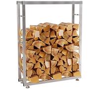 CLP Porte-bûches pour Bois De Cheminée Keri en Acier Inoxydable I Porte-Bois De Cheminée Solide Et Moderne I Support pour Bûches, Couleur:Acier affiné, Taille:25x80x125 cm