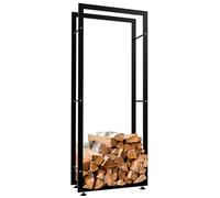 CLP Porte-bûches pour Bois De Cheminée Keri V2 en Métal Noir I Porte-Bois De Chaminée Solide Et Moderne I Support pour Bûches, Couleur:Noir, Taille:25x60x150 cm
