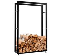 CLP Porte-bûches pour Bois De Cheminée Keri V2 en Métal Noir I Porte-Bois De Chaminée Solide Et Moderne I Support pour Bûches, Couleur:Noir, Taille:25x80x125 cm