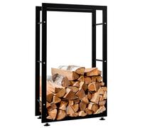 CLP Porte-bûches pour Bois De Cheminée Keri V2 en Métal Noir I Porte-Bois De Chaminée Solide Et Moderne I Support pour Bûches, Couleur:Noir, Taille:25x60x100 cm