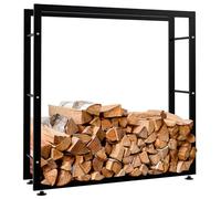 CLP Porte-bûches pour Bois De Cheminée Keri V2 en Métal Noir I Porte-Bois De Chaminée Solide Et Moderne I Support pour Bûches, Couleur:Noir, Taille:25x100x100 cm