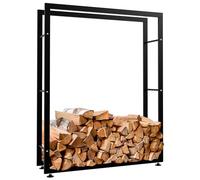 CLP Porte-bûches pour Bois De Cheminée Keri V2 en Métal Noir I Porte-Bois De Chaminée Solide Et Moderne I Support pour Bûches, Couleur:Noir, Taille:25x100x125 cm