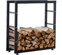 CLP Porte-bûches pour Bois De Cheminée Keri V2 en Métal Noir I Porte-Bois De Chaminée Solide Et Moderne I Support pour Bûches, Couleur:Noir, Taille:25x80x100 cm