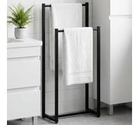 CLP Porte-Serviettes sans perçage Taunton, Support Serviettes de Bain autoportant en métal, Porte-Serviettes étroit 2 Barres Couleur Noir