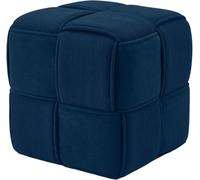 CLP Pouf Forinta en Velours côtelé, Design Moderne carré, Tabouret Confortable, Repose-Pieds et Cube d'assise Salon, Chambre | Couleur Bleu