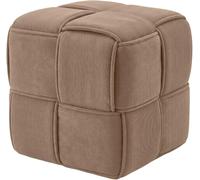 CLP Pouf Forinta en Velours côtelé, Design Moderne carré, Tabouret Confortable, Repose-Pieds et Cube d'assise Salon, Chambre | Couleur Taupe