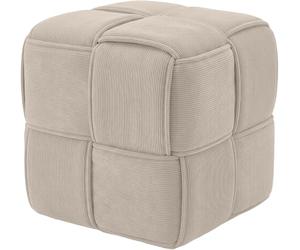 CLP Pouf Forinta en Velours côtelé, Design Moderne carré, Tabouret Confortable, Repose-Pieds et Cube d'assise Salon, Chambre | Couleur crème