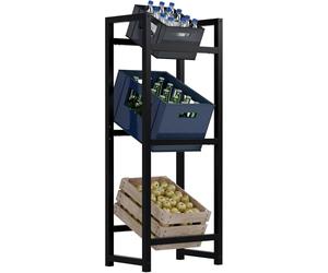 CLP Présentoir pour caisses de Boissons en métal Stack, Robuste et Peu encombrant pour caisses de Boissons, Couleur:Noir, Taille:116x47x31 cm