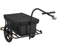 CLP Remorque Velo Cargo Haarlem, Chariot de Transport 2 en 1 avec Attelage & Bache, Cadre Acier Robuste, 80kg, pour Velos 26-28 Pouces, Couleur:Noir